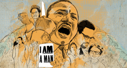Black History Month collage with Rosa Parks, Martin Luther King, Jr., Malcolm X, and others