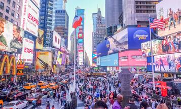 Busy Times Square at day time