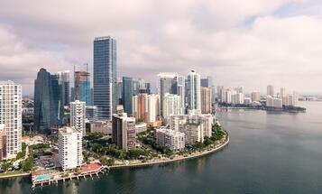 Miami skyline against the water