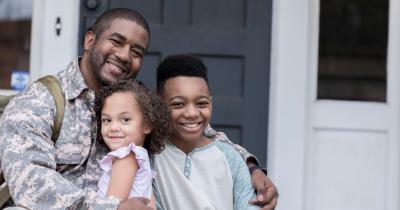 Black veteran with children