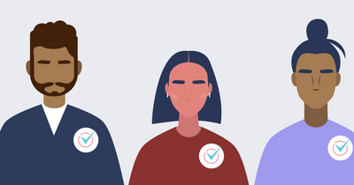 Illustration of Different People of Color With Voting Stickers