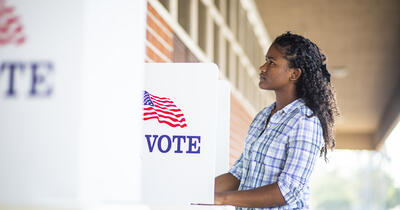 Young Black Girl Voting