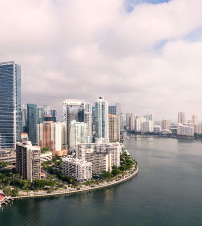 Miami skyline against the water